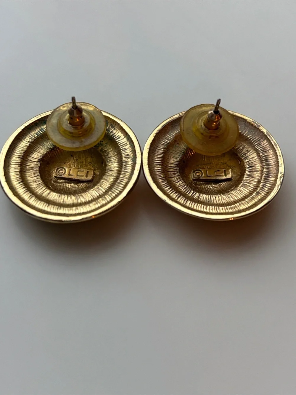 Liz Claiborne Gold and Black Crest Round Earrings